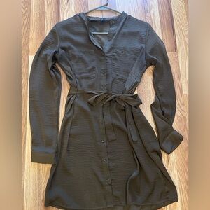 Forever 21 Dark Olive Long Sleeve Dress